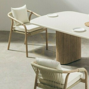 OVIGO 220 cm Gartentisch mit Steinplatte, helles Akazienholz/hellbeige, abgerundete Formen, Nova Nook-Lamellen 1 OVIGO 220 cm Gartentisch mit Steinplatte, helles Akazienholz/hellbeige, abgerundete Formen, Nova Nook-Lamellen small 1