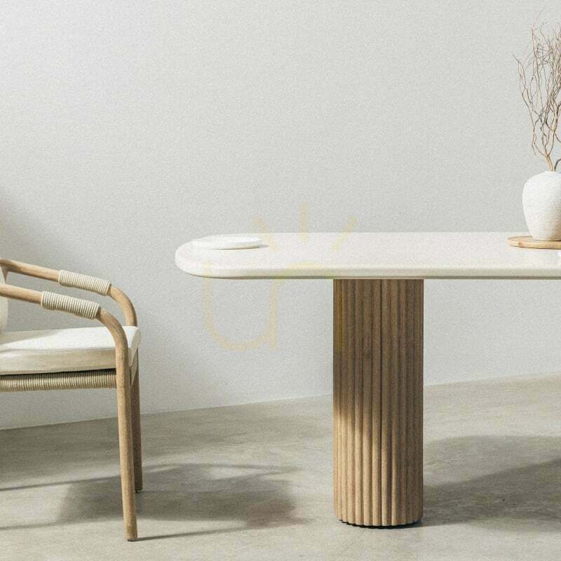 Anzeige OVIGO 220 cm Gartentisch mit Steinplatte, helles Akazienholz/hellbeige, abgerundete Formen, Nova Nook-Lamellen OVIGO 220 cm Gartentisch mit Steinplatte, helles Akazienholz/hellbeige, abgerundete Formen, Nova Nook-Lamellen