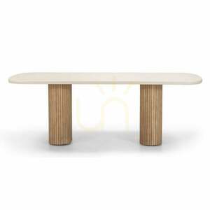 OVIGO 220 cm Gartentisch mit Steinplatte, helles Akazienholz/hellbeige, abgerundete Formen, Nova Nook-Lamellen 0 OVIGO 220 cm Gartentisch mit Steinplatte, helles Akazienholz/hellbeige, abgerundete Formen, Nova Nook-Lamellen small 0