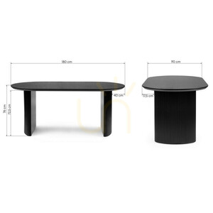 RIZIO 180 cm Esstisch, schwarz, mit Rillen von Nova Nook small 5