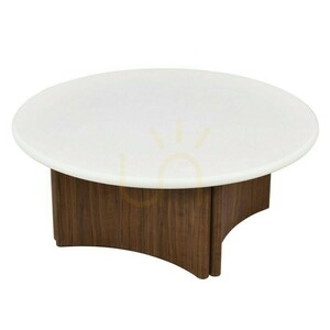 ARLO 80 cm Couchtisch, Cremeweiß/Walnuss, Nova Nook Microcement small 0