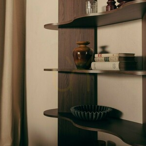 RHIO Nova Nook Wandregal 6 gewellte Böden Villa-Nussbaum 120x36x181 cm small 1