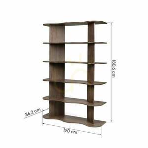 RHIO Nova Nook Wandregal 6 gewellte Böden Villa-Nussbaum 120x36x181 cm small 2