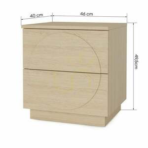 Nachttisch Nova Nook LOONA Eiche Vicenza, 2 Schubladen Push-to-open, Fronten mit Bögen, 46 × 40 × 49,5 cm small 3