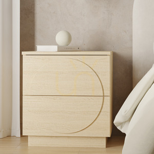 Nachttisch Nova Nook LOONA Eiche Vicenza, 2 Schubladen Push-to-open, Fronten mit Bögen, 46 × 40 × 49,5 cm small 4
