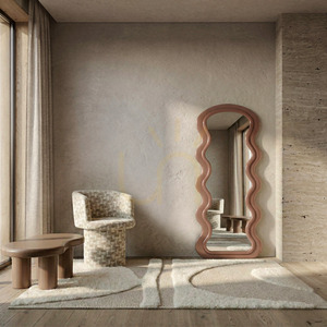 SELLEG Dekorativer Wandspiegel mit Holzrahmen, 177 x 75 cm, wellenförmige, organische Form, Farbe „Mocha Mousse“ von Nova Nook small 3