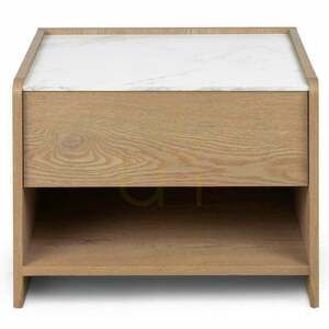 TANNA Cremona Torro Nachttisch aus Eichenholz mit Kristallmarmor, abgerundetes „Nova Nook“-Design 0 TANNA Cremona Torro Nachttisch aus Eichenholz mit Kristallmarmor, abgerundetes „Nova Nook“-Design small 0