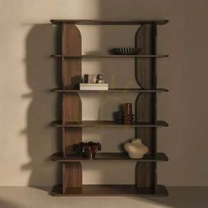 LLOK Hohes Bücherregal, abgerundet, Warmian-Nussbaum, Nova Nook small 1