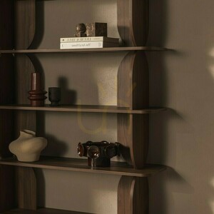 LLOK Hohes Bücherregal, abgerundet, Warmian-Nussbaum, Nova Nook small 3