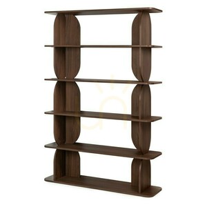LLOK Hohes Bücherregal, abgerundet, Warmian-Nussbaum, Nova Nook small 5