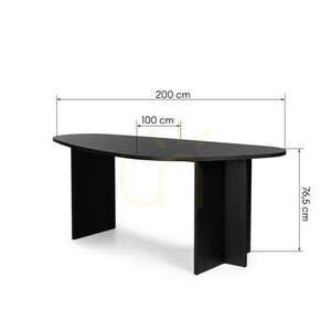 ZEV-Tisch, 200 cm hoch, mit unregelmäßiger Tischplatte, schwarz mit sichtbarer Holzmaserung (Nova Nook) small 2