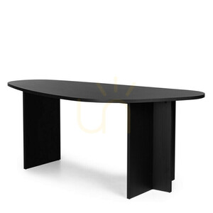 ZEV-Tisch, 200 cm hoch, mit unregelmäßiger Tischplatte, schwarz mit sichtbarer Holzmaserung (Nova Nook) small 6