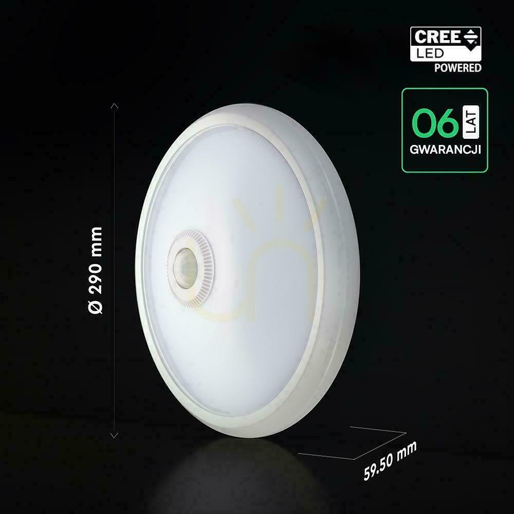 Aussicht V-TAC 12-W-LED-Deckenleuchte mit CREE-Chip und Bewegungssensor VT-13, 6400 K, 1000 lm, 6 Jahre Garantie V-TAC 12-W-LED-Deckenleuchte mit CREE-Chip und Bewegungssensor VT-13, 6400 K, 1000 lm, 6 Jahre Garantie
