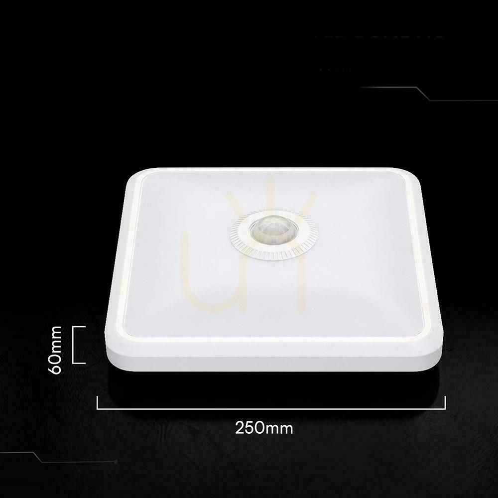 Aussicht V-TAC 12-W-LED-Deckenleuchte mit CREE-Chip, 25 × 25 cm, Bewegungssensor, CCT, quadratisch, weiß, VT-81003, 1100 lm, 6 Jahre Garantie V-TAC 12-W-LED-Deckenleuchte mit CREE-Chip, 25 × 25 cm, Bewegungssensor, CCT, quadratisch, weiß, VT-81003, 1100 lm, 6 Jahre Garantie