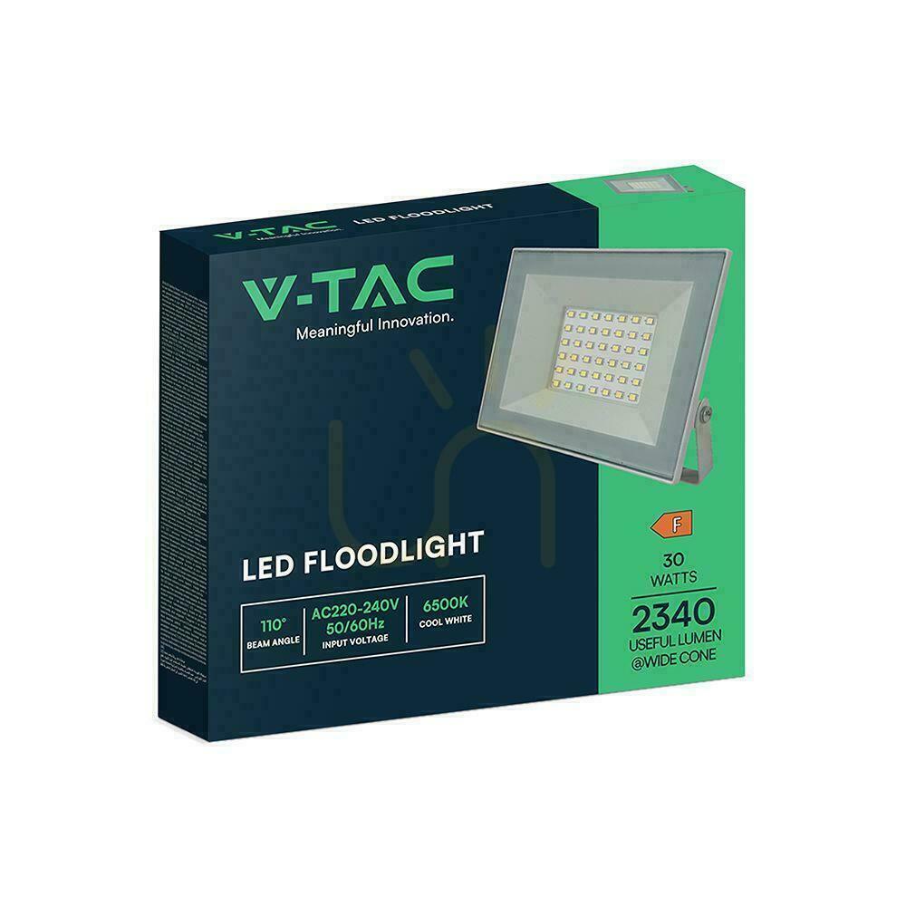 Anzeige V-TAC 30-W-LED-SMD-Flutlicht, weiß, VT-44037, 6500 K, 2340 lm V-TAC 30-W-LED-SMD-Flutlicht, weiß, VT-44037, 6500 K, 2340 lm