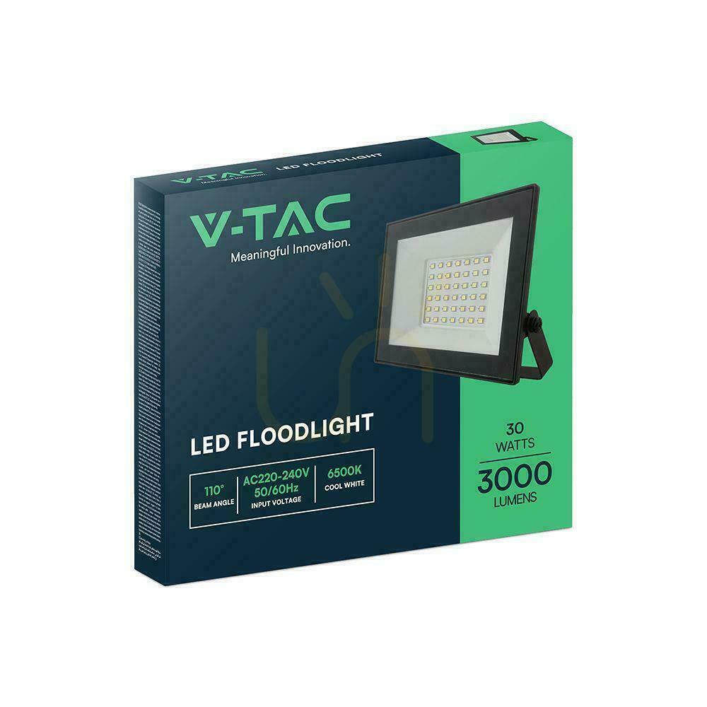 Zeige V-TAC 30-W-LED-SMD-Flutlichtstrahler, schwarz, VT-44037, 4000 K, 2340 lm V-TAC 30-W-LED-SMD-Flutlichtstrahler, schwarz, VT-44037, 4000 K, 2340 lm