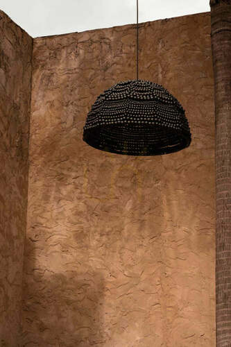 Prüfen Pendelleuchte BAZAR BIZAR Wooden Bead Dome Schwarz Holz Metall 48 cm