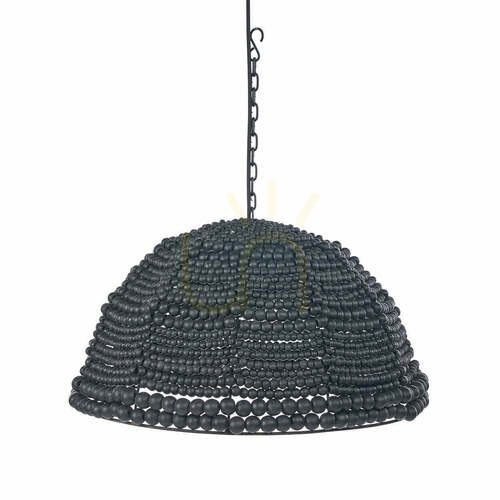 Prüfen Pendelleuchte BAZAR BIZAR Wooden Bead Dome Schwarz Holz Metall 48 cm
