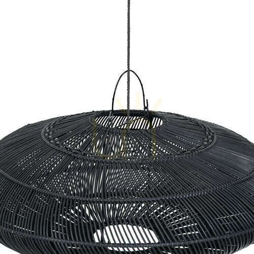 Prüfen Pendelleuchte BAZAR BIZAR Macaron Schwarz Metall Rattan 75 cm