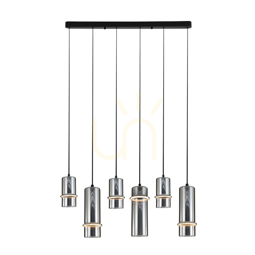 Prüfen LED-Pendelleuchte Zambelis 2537, 26 W, 3000 K, Schwarz mit Rauchglas