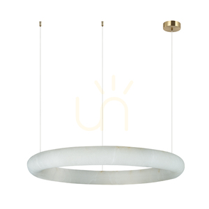 Runde LED-Pendelleuchte 45 W, 3000 K, Triac, Alabaster – Messing, ZAMBELIS small 1