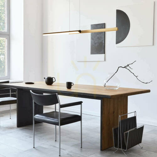 Prüfen LED-Pendelleuchte „Line Light“ 44 W, 3000 K, Triac, Sandy Black – Messing, ZAMBELIS