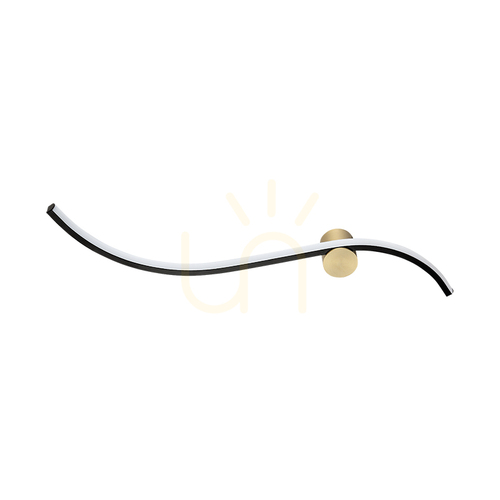 Prüfen LED-Wandleuchte Zambelis 25266, Schwarz matt und Gold matt, 65 cm, 14 W, 3000 K