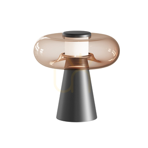LED-Tischleuchte Zambelis 25276, schwarz mit bernsteinfarbenem Glas, 35 cm, 18 W, 3000 K, Touch-Dimmer small 0