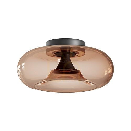 Prüfen LED-Deckenleuchte 30 W, 2700 K–3000 K, Triac, schwarz matt – goldbraunes Glas, ZAMBELIS