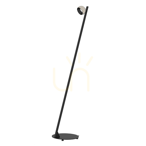 Prüfen 7-W-LED-Stehlampe, 3000 K, schwarzer Sockel mit sandfarbener Oberfläche – Lampenschirm aus gebürstetem Nickel, um 359° verstellbar, ZAMBELIS