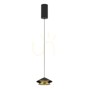 9-W-LED-Pendelleuchte, sandschwarzer Sockel – sandschwarzer Schirm – gebürstetes Gold, Marke small 1