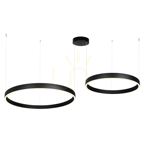 Prüfen LED-Pendelleuchte Up-Down 118 W, 3000 K, schwarzes Aluminium – Acryl, ZAMBELIS