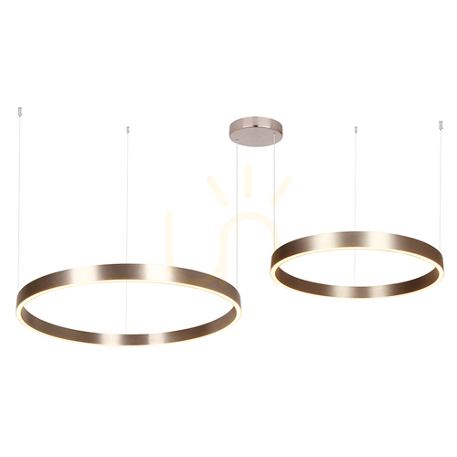 Prüfen ZAMBELIS LED-Pendelleuchte zwei Ringe 60 und 80 cm gebürstetes Kaffeebraun 118 W 3000 K 25374