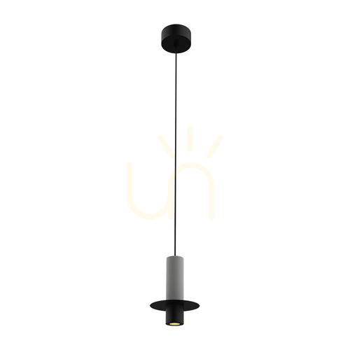 Prüfen LED-Pendelleuchte 6 W, 3000 K, schwarzes Metall – Beton, ZAMBELIS