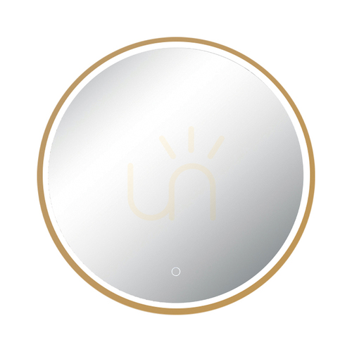 Prüfen Spiegel mit LED-Beleuchtung 15 W, 3000 K–4000 K, runder Touch-Dimmschalter, eloxiertes Gold, IP44, ZAMBELIS