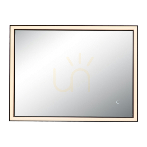 Prüfen Spiegel mit LED-Beleuchtung 23 W, 3000 K–4000 K, rechteckig, Touch-Dimmer, mattschwarz, IP44, ZAMBELIS