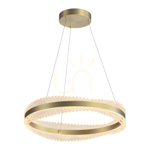 Prüfen LED-Pendelleuchte 58 W, 3000 K, Triac, gebürstetes Goldmetall – Crystal ZAMBELIS