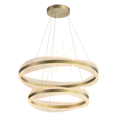Prüfen LED-Pendelleuchte 118 W, 3000 K, Triac, Metall in gebürstetem Gold – Crystal ZAMBELIS