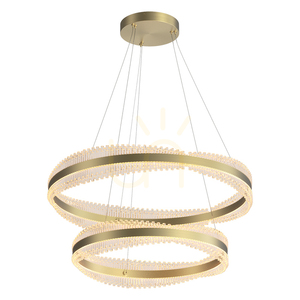 LED-Pendelleuchte Zambelis 25413, zwei Ringe 80 und 60 cm, gebürstetes Gold small 0