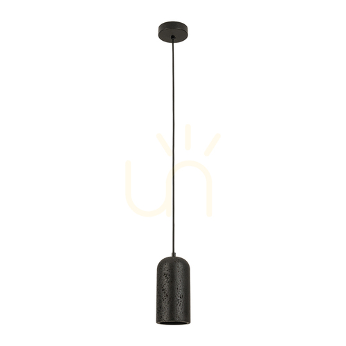 Prüfen 1xE27 Pendelleuchte, max.. 10 W, schwarz, Stein und Metall, ZAMBELIS