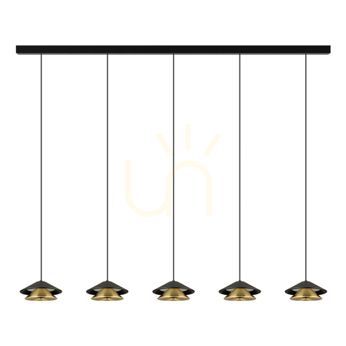 Prüfen Line Light 105 cm LED-Pendelleuchte 45W 3000K sandschwarz mit gebürstetem Gold ZAMBELIS 25452