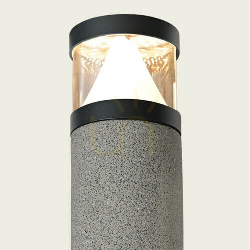 Prüfen LED-Pollerleuchte für den Außenbereich, 10 W, 3000 K, naturfarbener Beton – schwarzes Metall – PC-Diffusor, IP65, ZAMBELIS