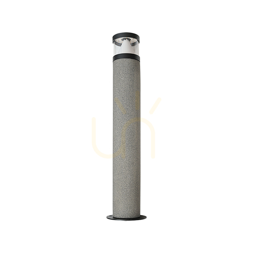 Prüfen LED-Pollerleuchte für den Außenbereich, 10 W, 3000 K, naturfarbener Beton – schwarzes Metall – PC-Diffusor, IP65, ZAMBELIS
