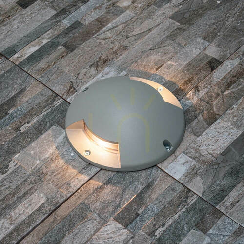 Prüfen LED-Bodeneinbauleuchte für den Außenbereich, 5 W, 3000 K, graues Aluminium, IP67, ZAMBELIS
