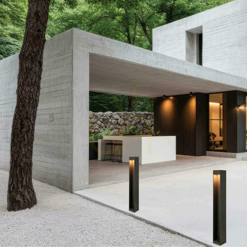 Prüfen LED-Pollerleuchte für den Außenbereich, 12 W, 2200 K–4000 K, Graphit-Aluminium, IP65, ZAMBELIS