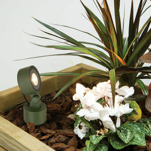 Prüfen LED-Spike-Außenleuchte 10 W, 3000 K, grünes Aluminium, IP65, ZAMBELIS