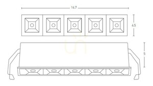 LED-Einbaustrahler mit Gitter 11 W, 3000 K, sandschwarz, ZAMBELIS small 1