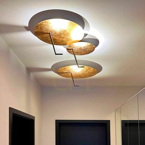 Prüfen Deckenleuchte s.luce Hook LED rund 45 cm golden Metall 3000 K dimmbar