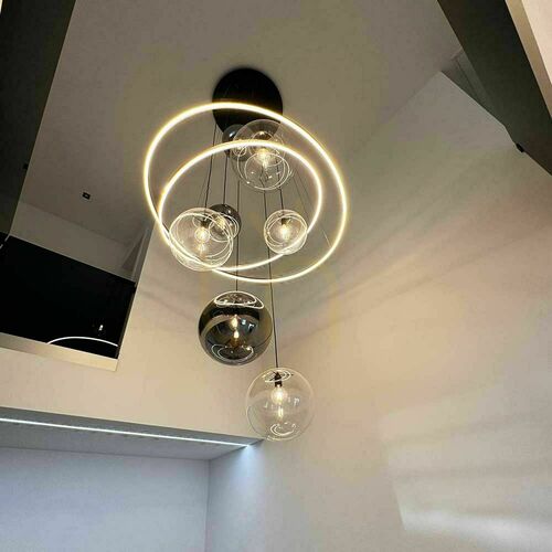 Prüfen Kronleuchter s.luce Galaxy XXL LED Glas 8-armig Rund 150 cm dimmbar