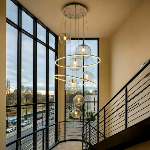 Prüfen Kronleuchter s.luce Galaxy XXL LED Ringlampe Schwarz 8-flammig Glas 150 cm dimmbar